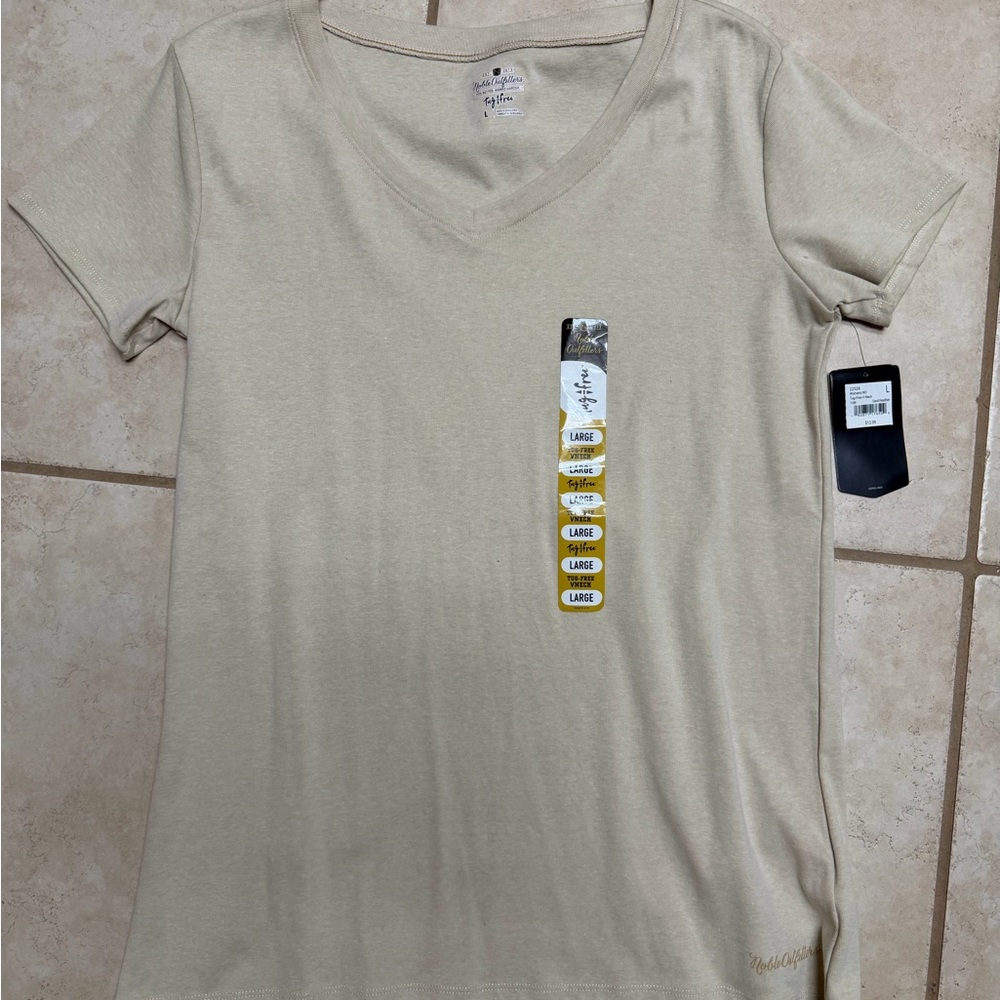 Everyday V-Neck Short Sleeve Tee in Beige - Large